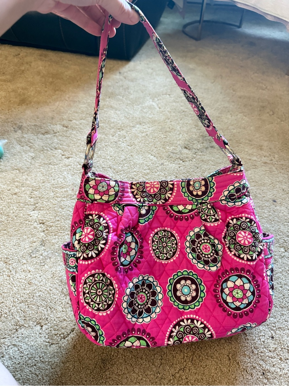 Vera Bradley Pink Reversible Quilted Pattern Shoulder Bag